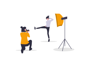 ilustración de persona tomando una fotografía a una modelo