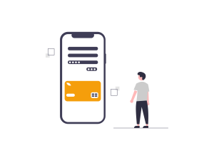 ilustración de persona pagando con el móvil