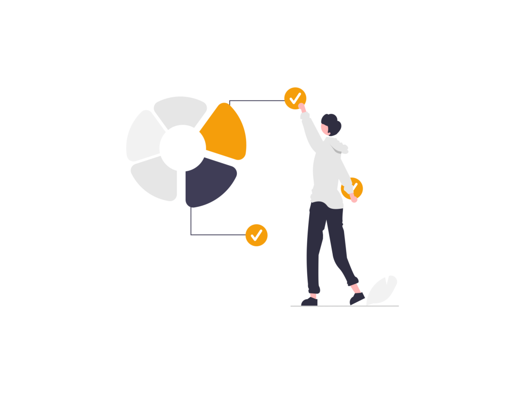 Illustration of a person working with charts